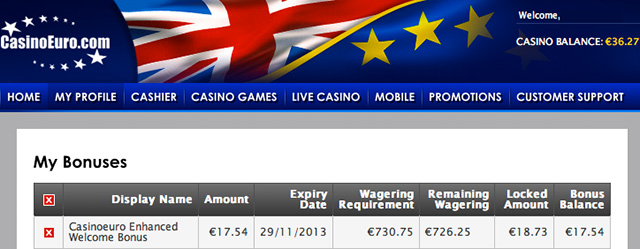 wagering requirements casinoeuro